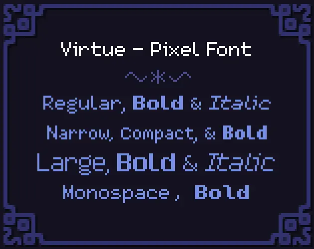 Cover image for the Virtue font, displaying its style variations